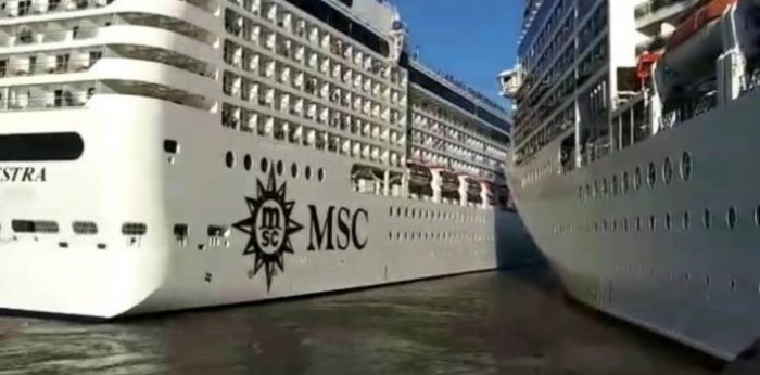 [Video] Dos cruceros de MSC chocan en el Puerto de Buenos Aires