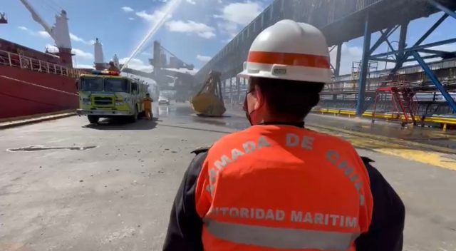 Puerto Ventanas simulacro de Incendio