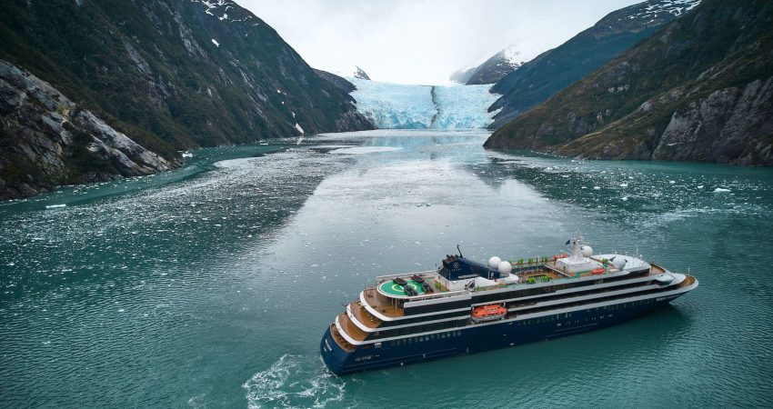 Atlas Ocean Voyages’ World Navigator, which launched last year, was officially named this weekend at Chile’s Garibaldi Glacier.