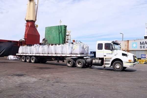 Camión cargado con big bags de carbón en TTPSA