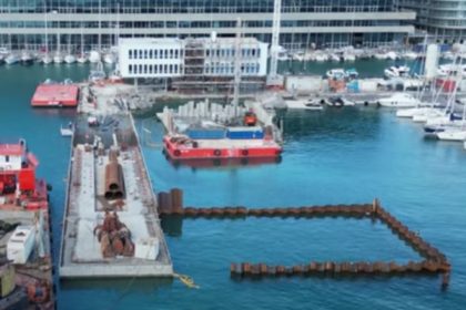 Avanzan obras de isla artificial que albergará nueva torre del Puerto de Génova