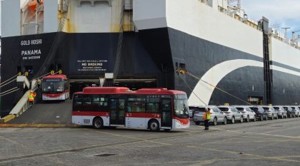 Descargan en DP World San Antonio flota de buses eléctricos destinada a conurbación Coquimbo-La Serena