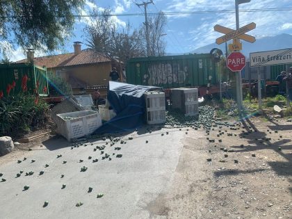 Tren de carga colisiona con camión en Panquehue