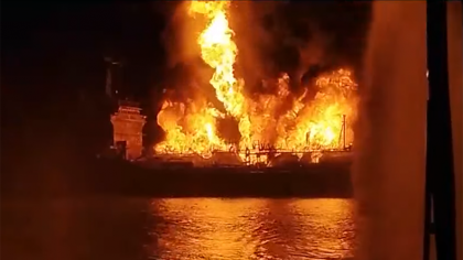 Rescatan a tripulantes tras incendio de dos buques gaseros durante operación STS