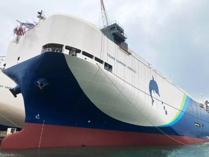 Mitsubishi Shipbuilding celebra bautizo y botadura de Ro-Ro propulsado por GNL Trans Harmony Emerald