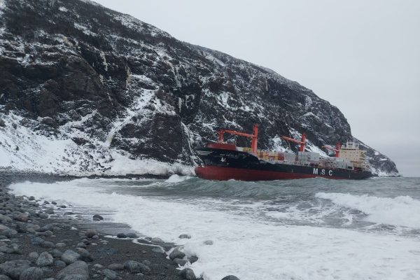 MSC Baltic III encallado en Terranova, Canadá