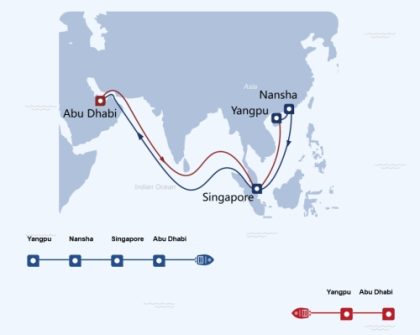 China: Terminal Internacional de Contenedores de Yangpu mejora frecuencia de rutas hacia Oriente Medio