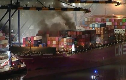 Portacontenedores de ONE se incendia en Puerto de Los Ángeles