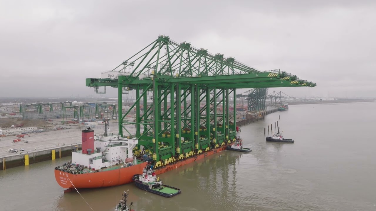 Video: Mira la llegada de las nuevas grúas del Project Emerald de PSA Antwerp